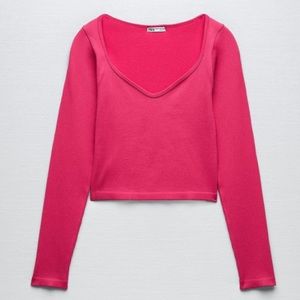ZARA pink stretch SEAMLESS CROP TOP